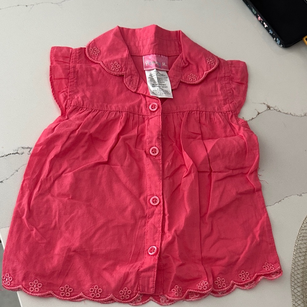 Charming Pink Baby Blouse with Scalloped Edges